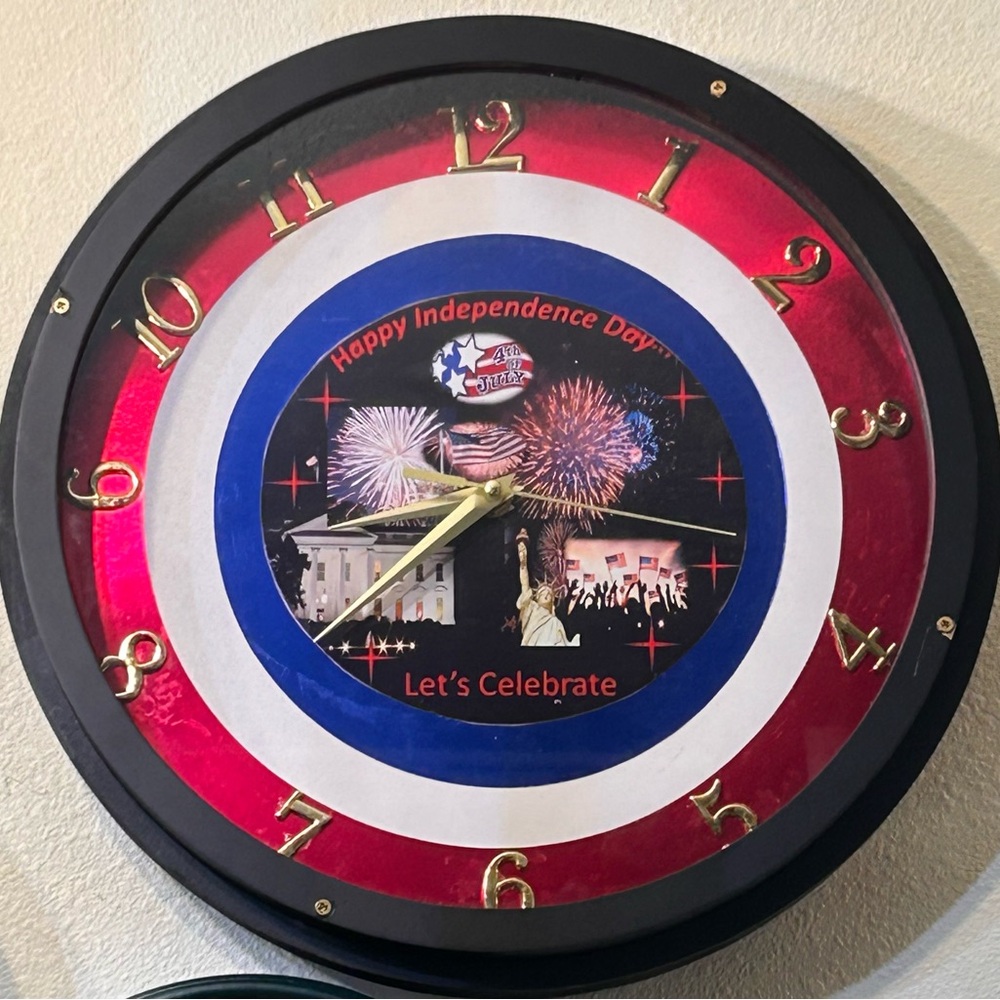 Independence Day Wall Clock - Red, White & Blue Celebration